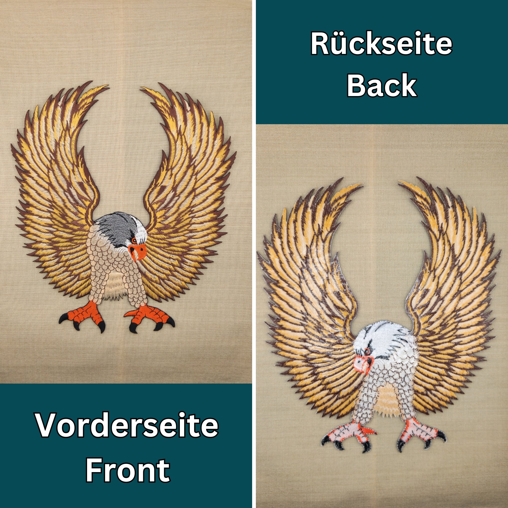 #Backpatch #09 Adler Braun XXL Biker Rückenaufnäher Back Patch Eagle Groß 25 x 28 cm