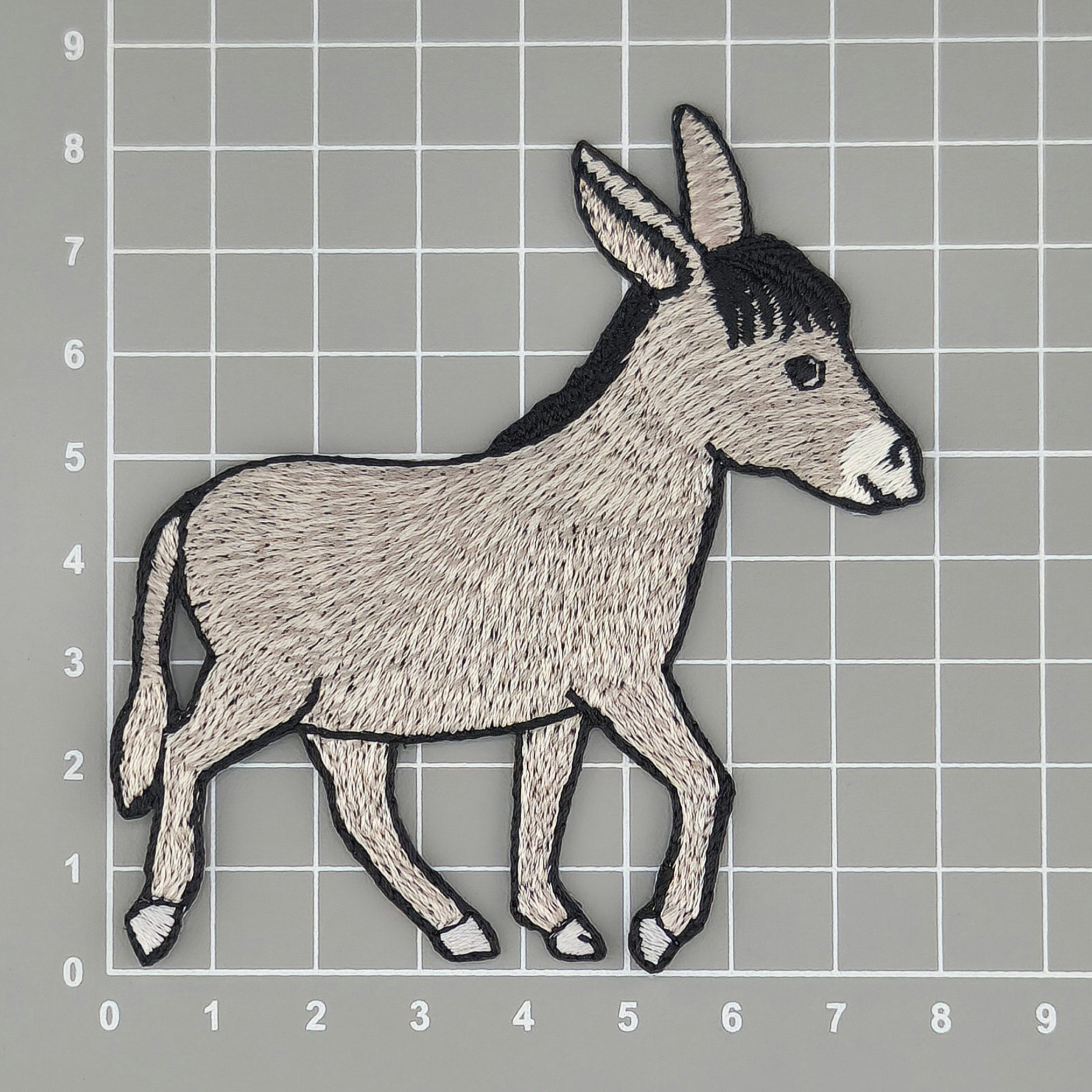 #aa93 Donkey Grey Iron-On Patch Application Patch Size 7.8 x 8.5 cm