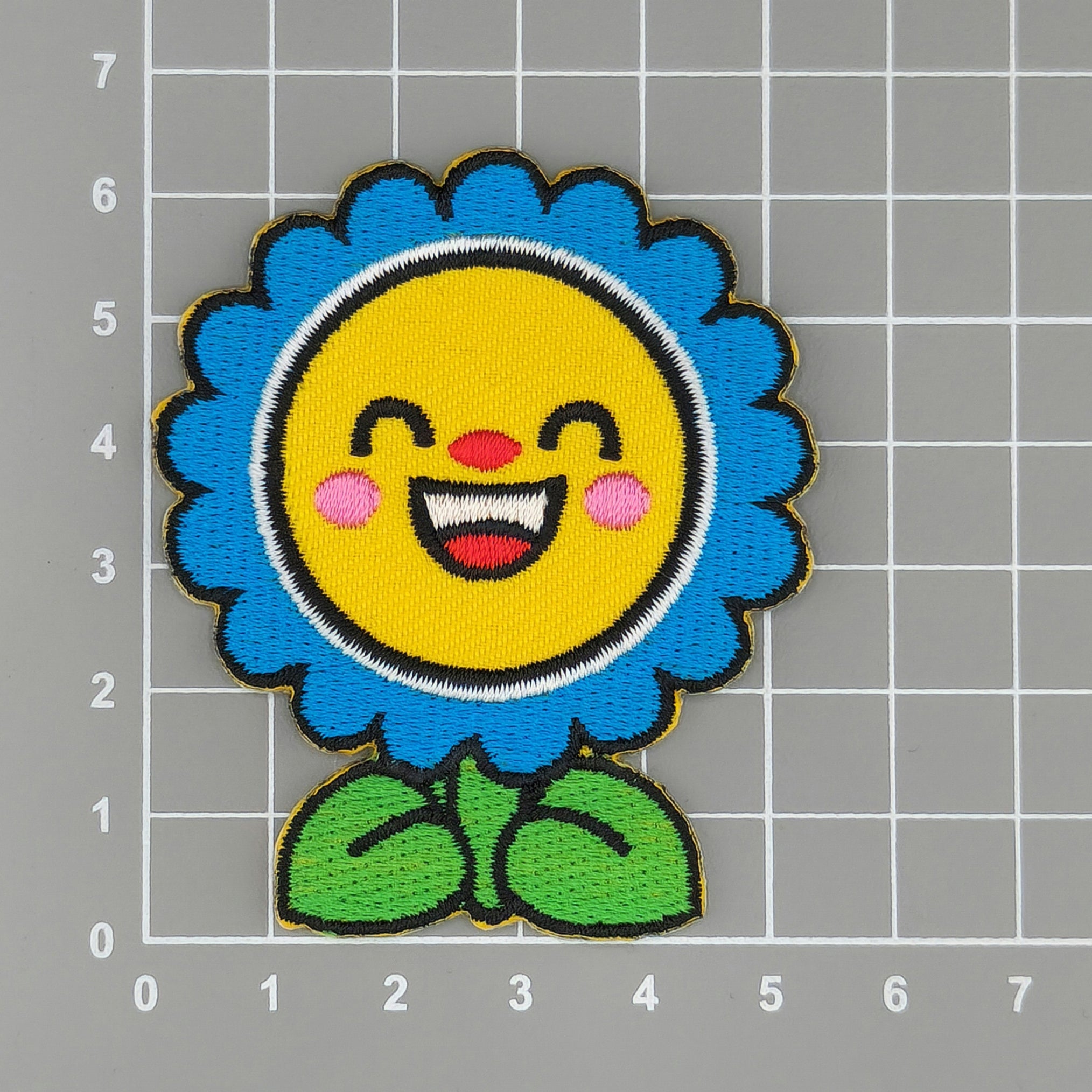 #aa89 Sonnenblume Blume Blau Aufnäher Kinder Bügelbild Applikation Größe