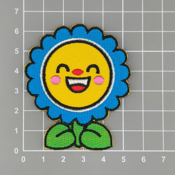 #aa89 Sonnenblume Blume Blau Aufnäher Kinder Bügelbild Applikation Größe