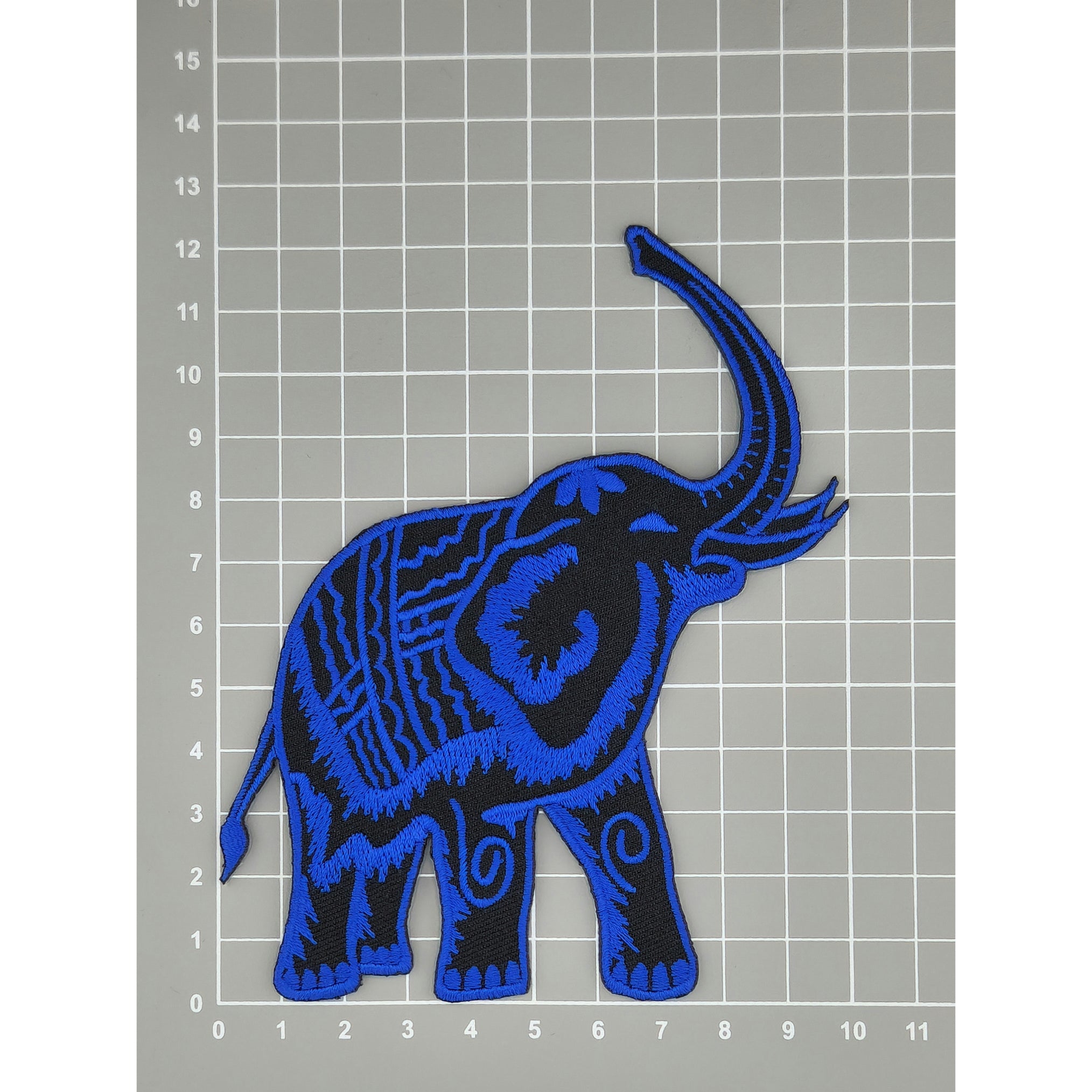 #aa35 Elefant Blau Aufnäher Bügelbild Applikation Patch Größe 10,0 x 12,3 cm