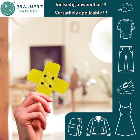 #ah92 Pflaster Gelb Hosenpflaster Flicken Aufnäher Bügelbild Applikation Patch Größe 7,3 x 7,3 cm