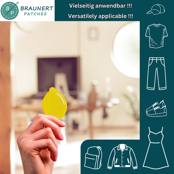 #aa68 Zitrone Gelb Aufnäher Bügelbild Patch Applikation Größe 7,0 x 4,7 cm