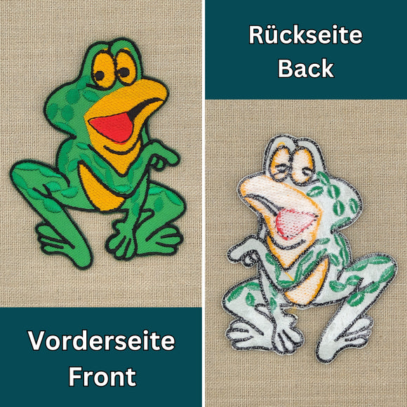#aa54 Frosch Grün Aufnäher Bügelbild Applikation Patch Größe 8,5 x 7,0 cm