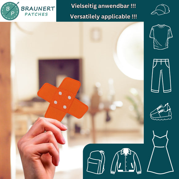 #bg09 Pflaster Orange Hosenpflaster Flicken Aufnäher Bügelbild Applikation Patch Größe 7,3 x 7,3 cm