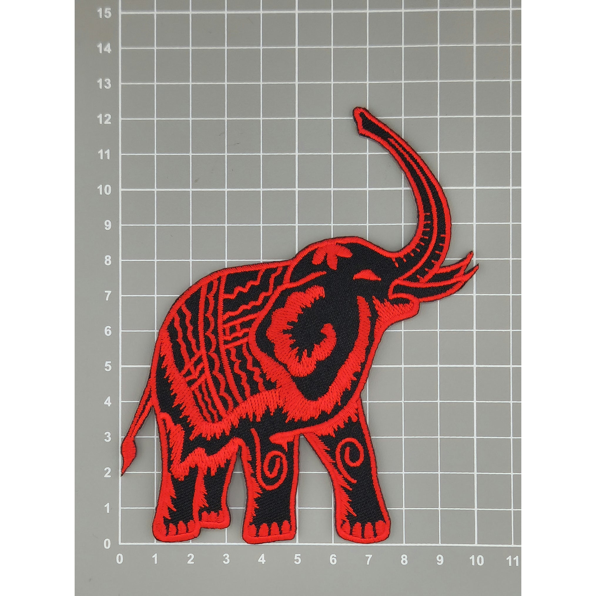 #aa34 Elefant Rot Aufnäher Bügelbild Applikation Patch Größe 8,2 x 9,7 cm