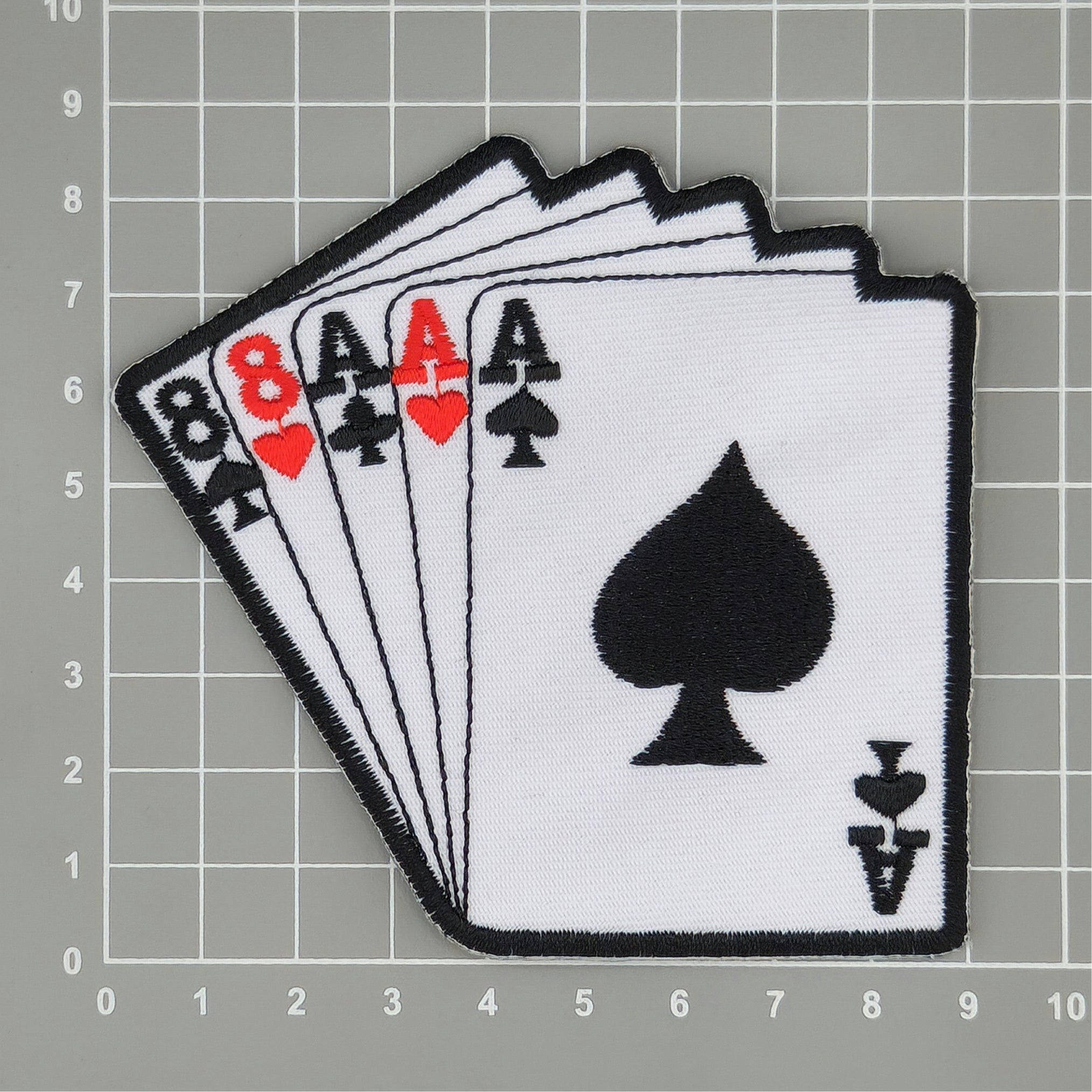 #ab39 Karten Full House Poker Aufnäher Bügelbild Applikation Größe 10,0 x 9,5 cm