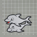 #aa51 Delfin Grau Kinder Aufnäher Bügelbild Applikation Patch Größe 7,5 x 5,1 cm-6