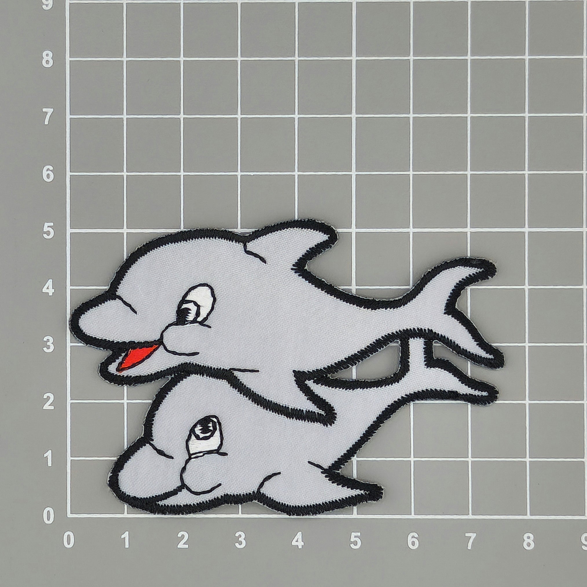 #aa51 Delfin Grau Kinder Aufnäher Bügelbild Applikation Patch Größe 7,5 x 5,1 cm