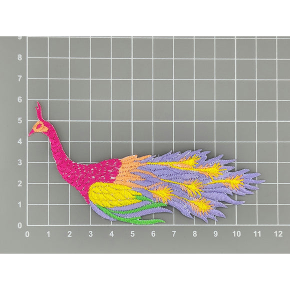 #aa61 Vogel Pfau Fasan Rot Aufnäher Bügelbild Applikation Patch Größe 11,0 x 6,8 cm