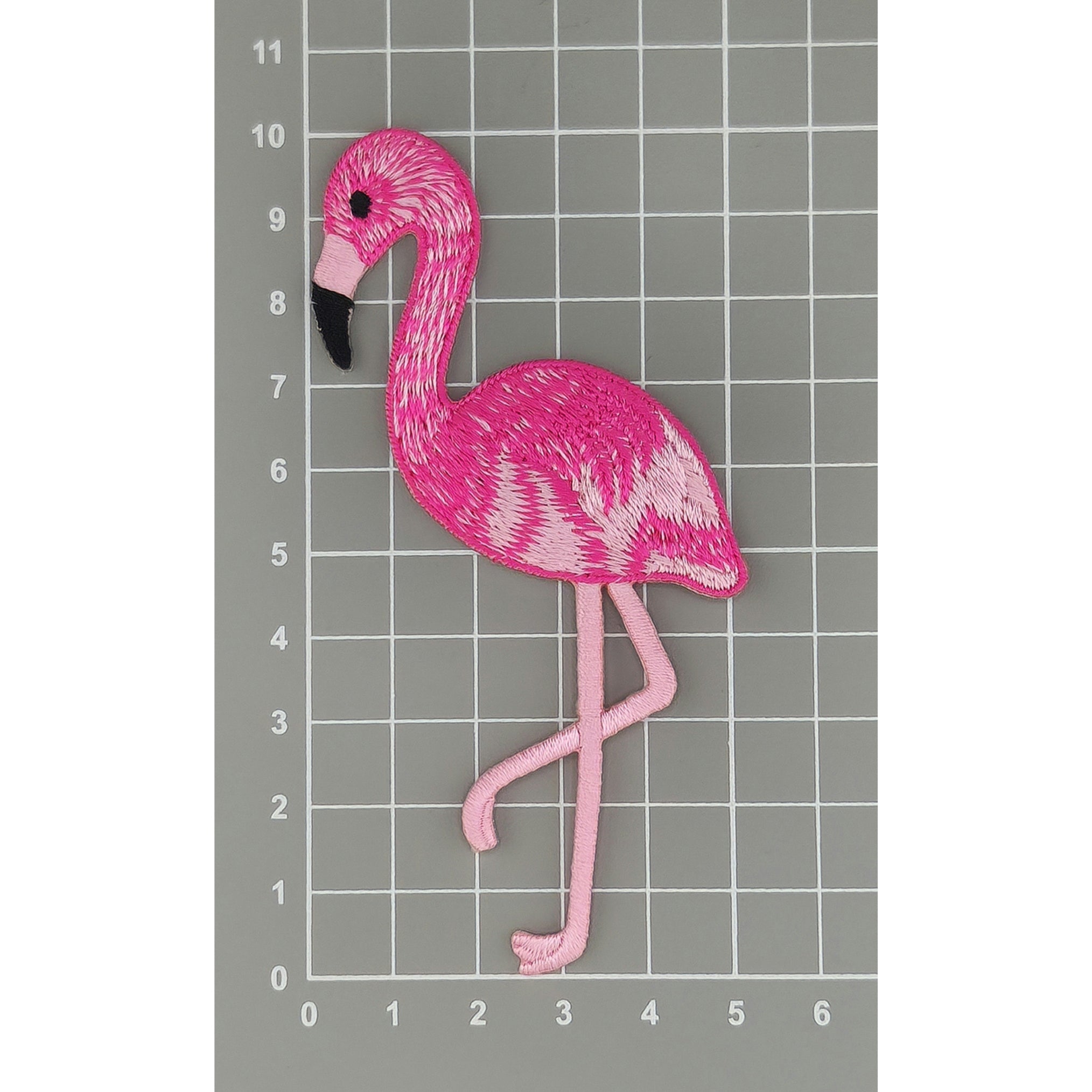 #ad06 Flamingo Pink Bird Animal Patch Iron-On Zoo Application Size 4.6 x 10.2 cm