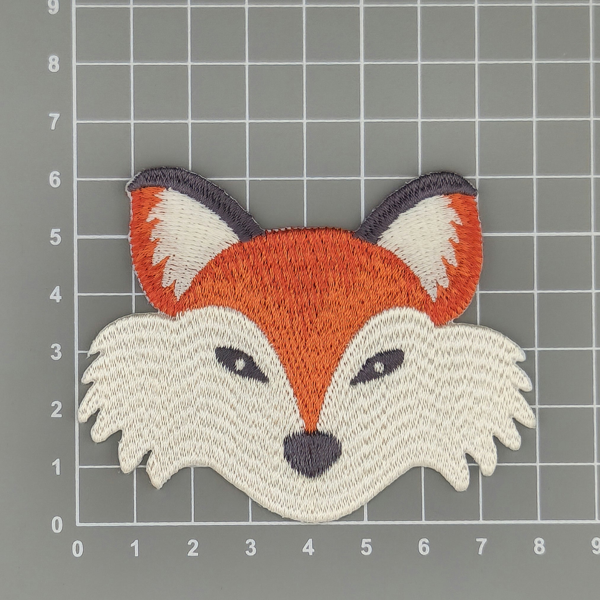 #ae56 Fox Head Patch Iron-On Application Patch Size 8.0 x 6.2 cm