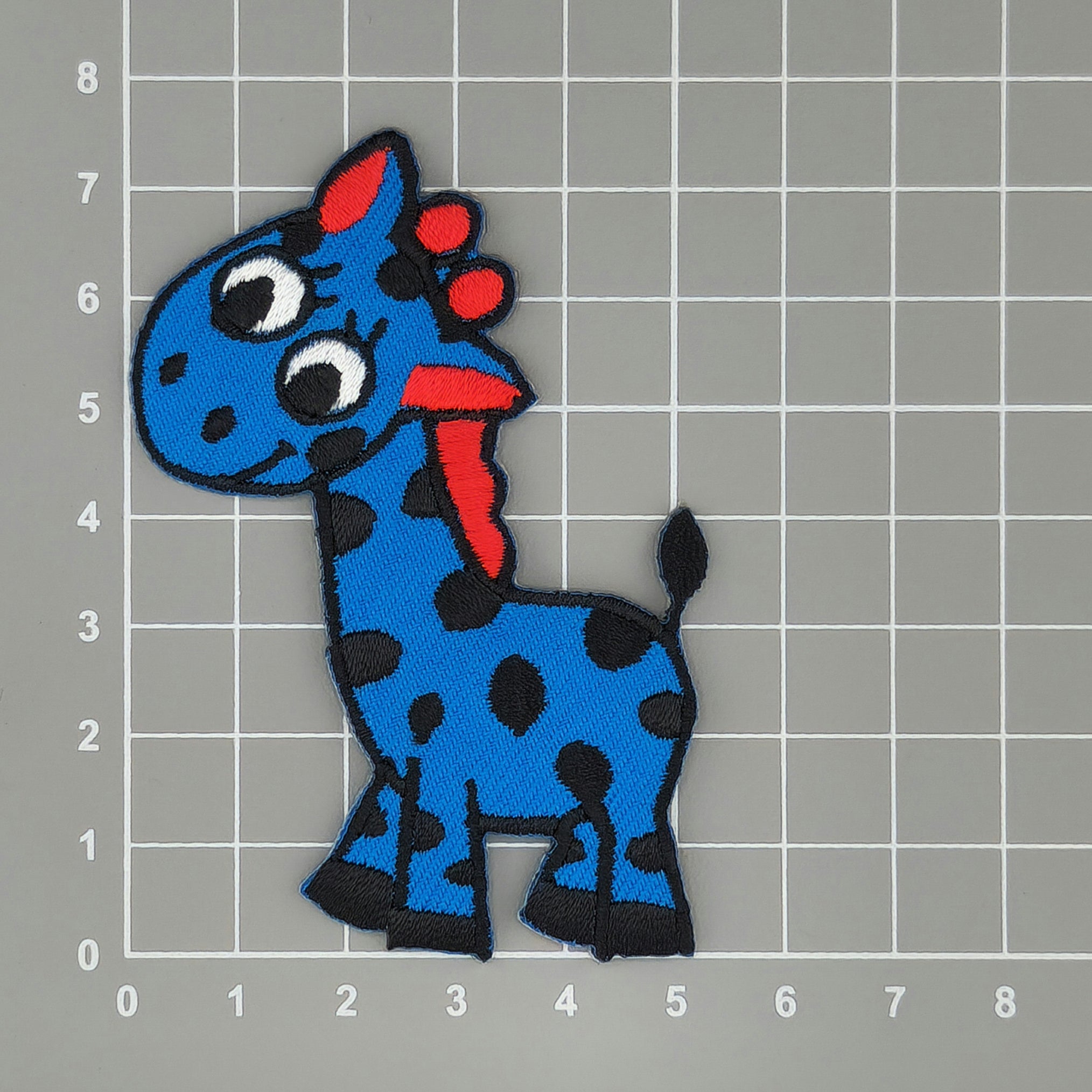 #aa41 Giraffe Blau Kinder Aufnäher Bügelbild Applikation Patch Größe 5,5 x 7,8 cm