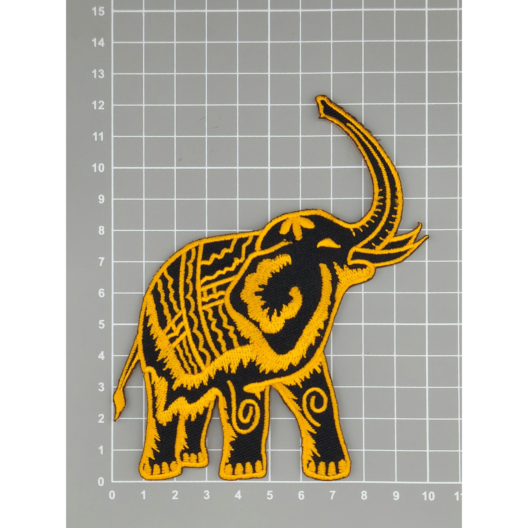 #aa33 Elefant Gelb Aufnäher Bügelbild Applikation Patch Größe 10,0 x 12,3 cm