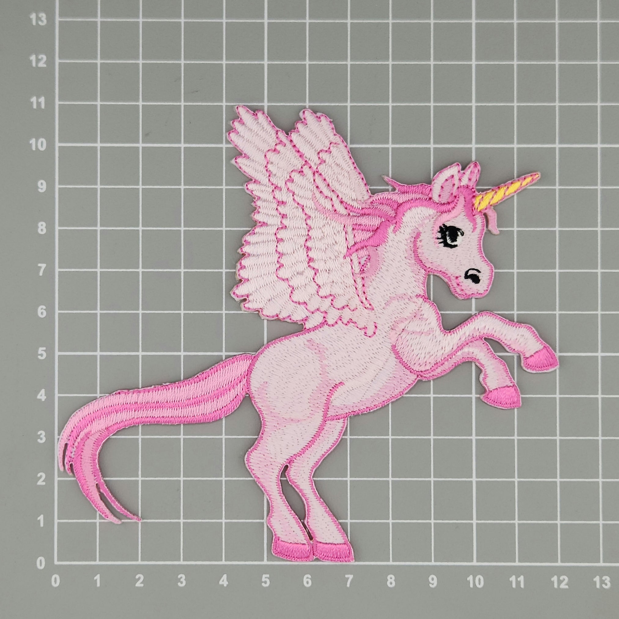 #ae73 Winged Unicorn Pink Patch Iron-On Application Patch Size 12.0 x 11.2 cm