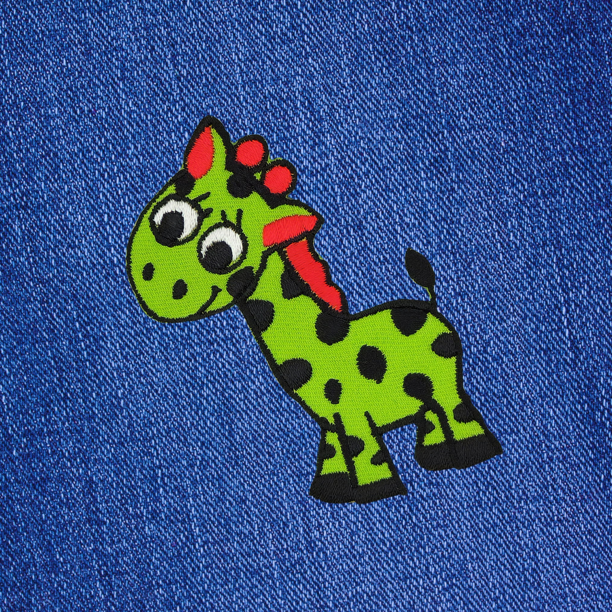 #aa38 Giraffe Green Children's Patch Iron-On Application Patch Size 5.5 x 7.8 cm