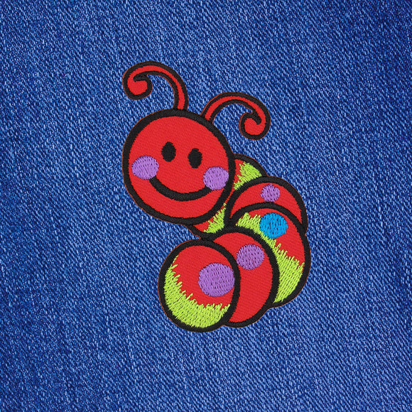 #aa56 Baby Raupe Rot Wurm Aufnäher Bügelbild Applikation Patch Größe 7,0 x 6,7 cm