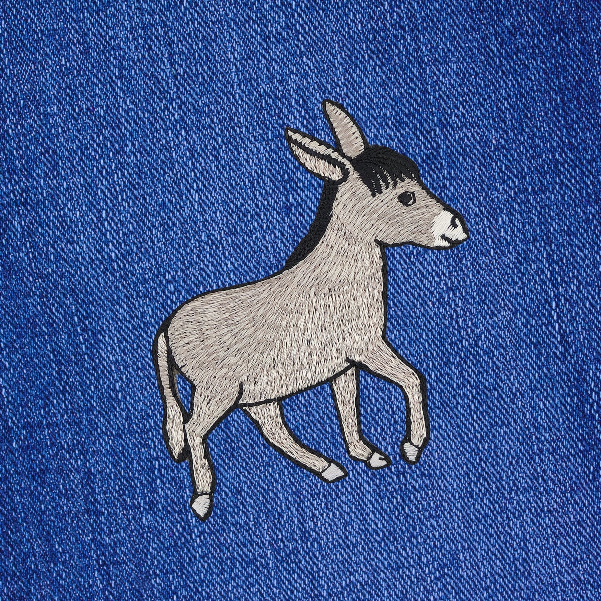 #aa93 Donkey Grey Iron-On Patch Application Patch Size 7.8 x 8.5 cm