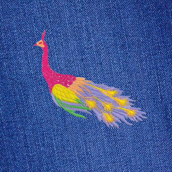 #aa61 Vogel Pfau Fasan Rot Aufnäher Bügelbild Applikation Patch Größe 11,0 x 6,8 cm