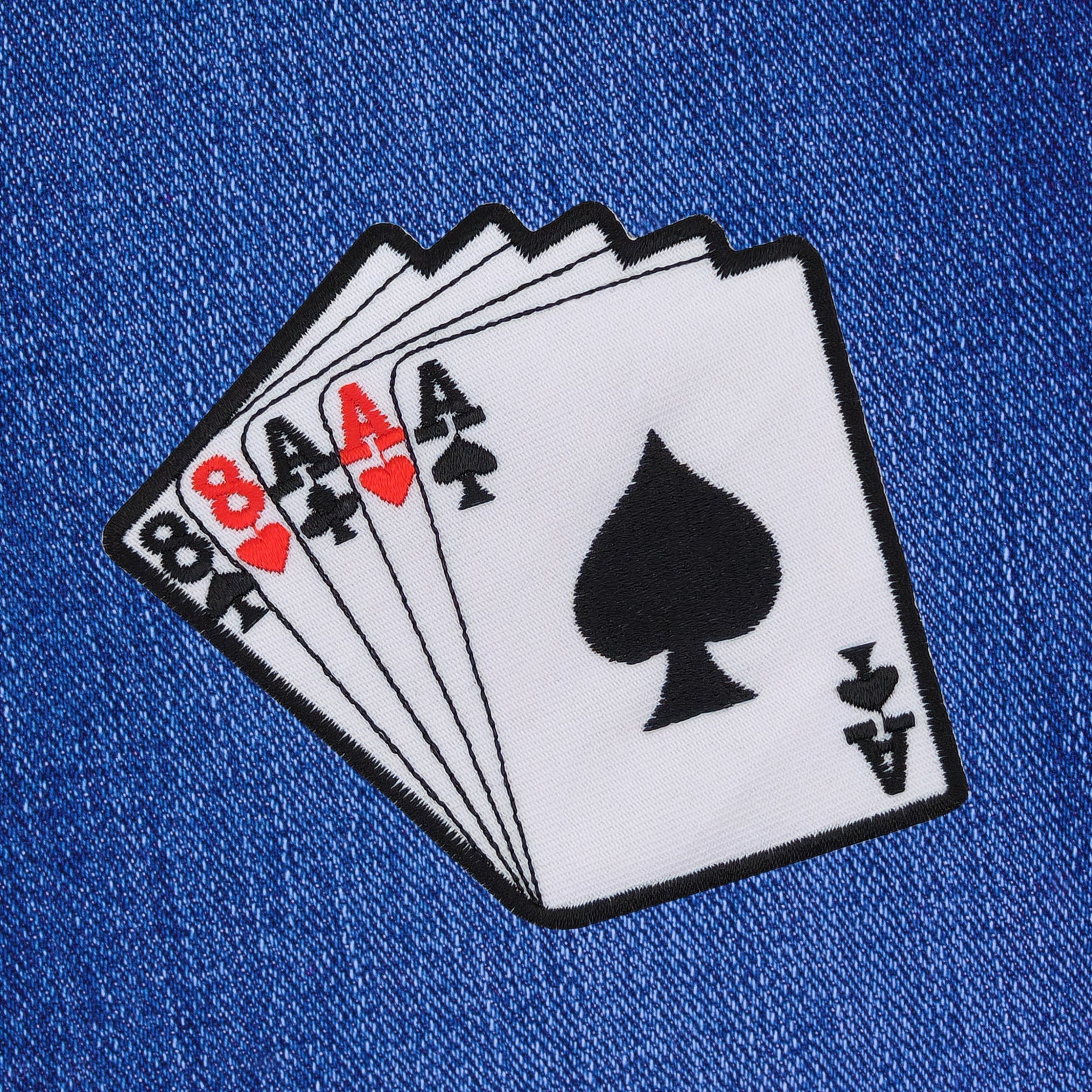 #ab39 Karten Full House Poker Aufnäher Bügelbild Applikation Größe 10,0 x 9,5 cm