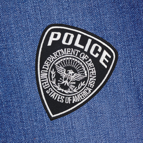 #ac31 Police Abzeichen Security Aufnäher USA Patch Applikation Bügelbild Karneval Fasching Kostüm Größe 7,5 x 9,0 cm