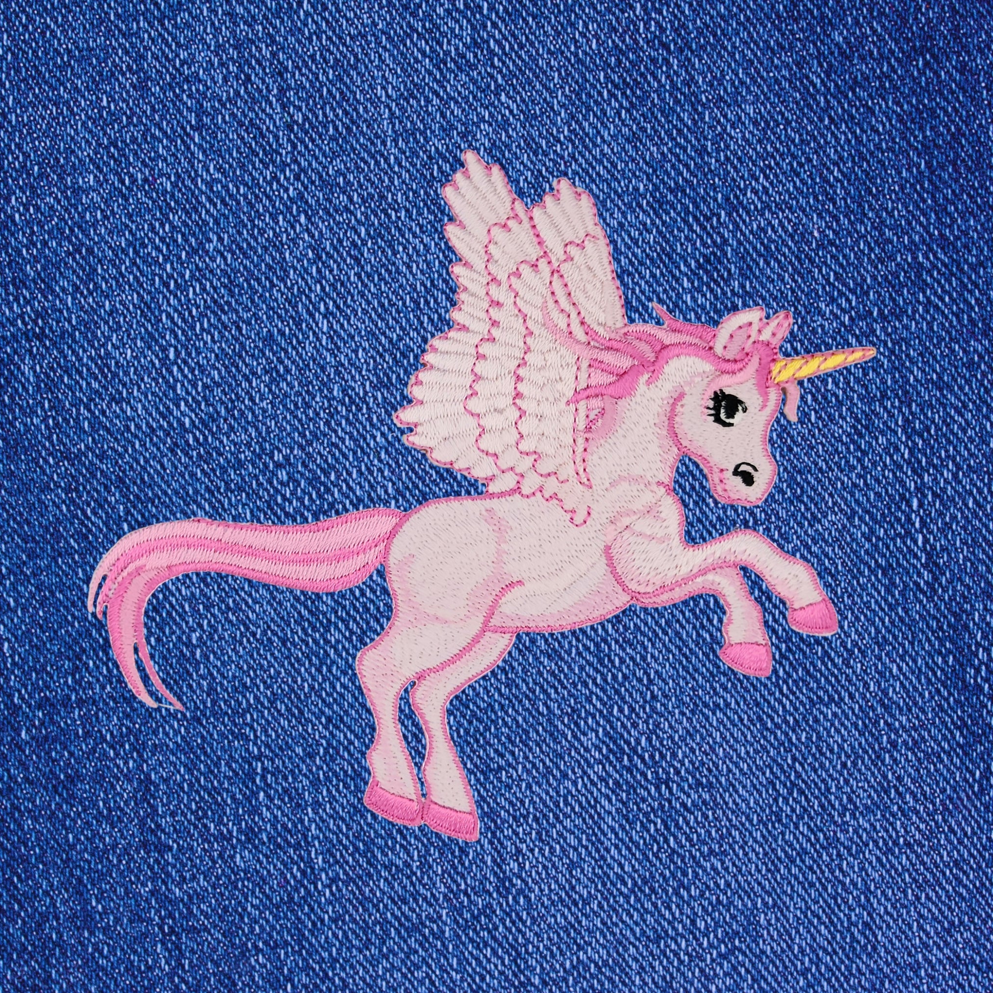 #ae73 Winged Unicorn Pink Patch Iron-On Application Patch Size 12.0 x 11.2 cm