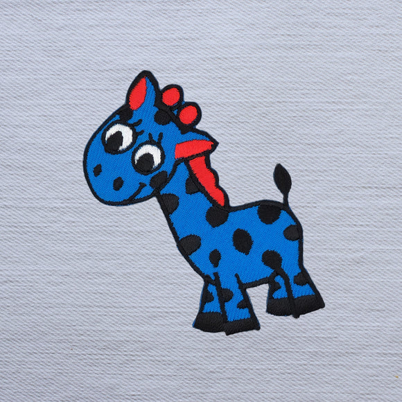 #aa41 Giraffe Blau Kinder Aufnäher Bügelbild Applikation Patch Größe 5,5 x 7,8 cm