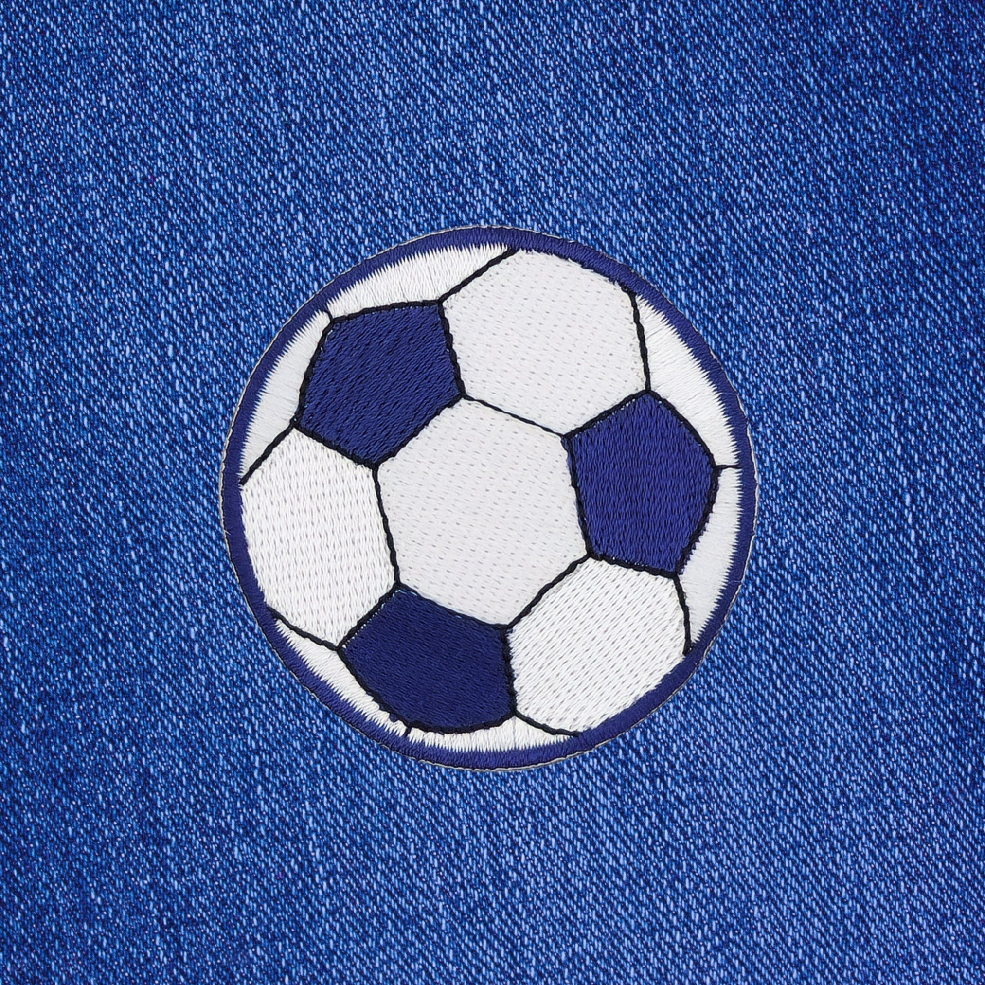 #ae40 Fußball Blau Weiß Ball Sport Aufnäher Applikation Bügelbild Flicken Patch Größe 5,3 x 5,3 cm