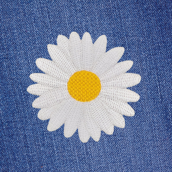 #ae45 Gänseblümchen Blume Blüte Weiß Aufnäher Bügelbild Applikation Patch Größe 6,0 x 6,0 cm