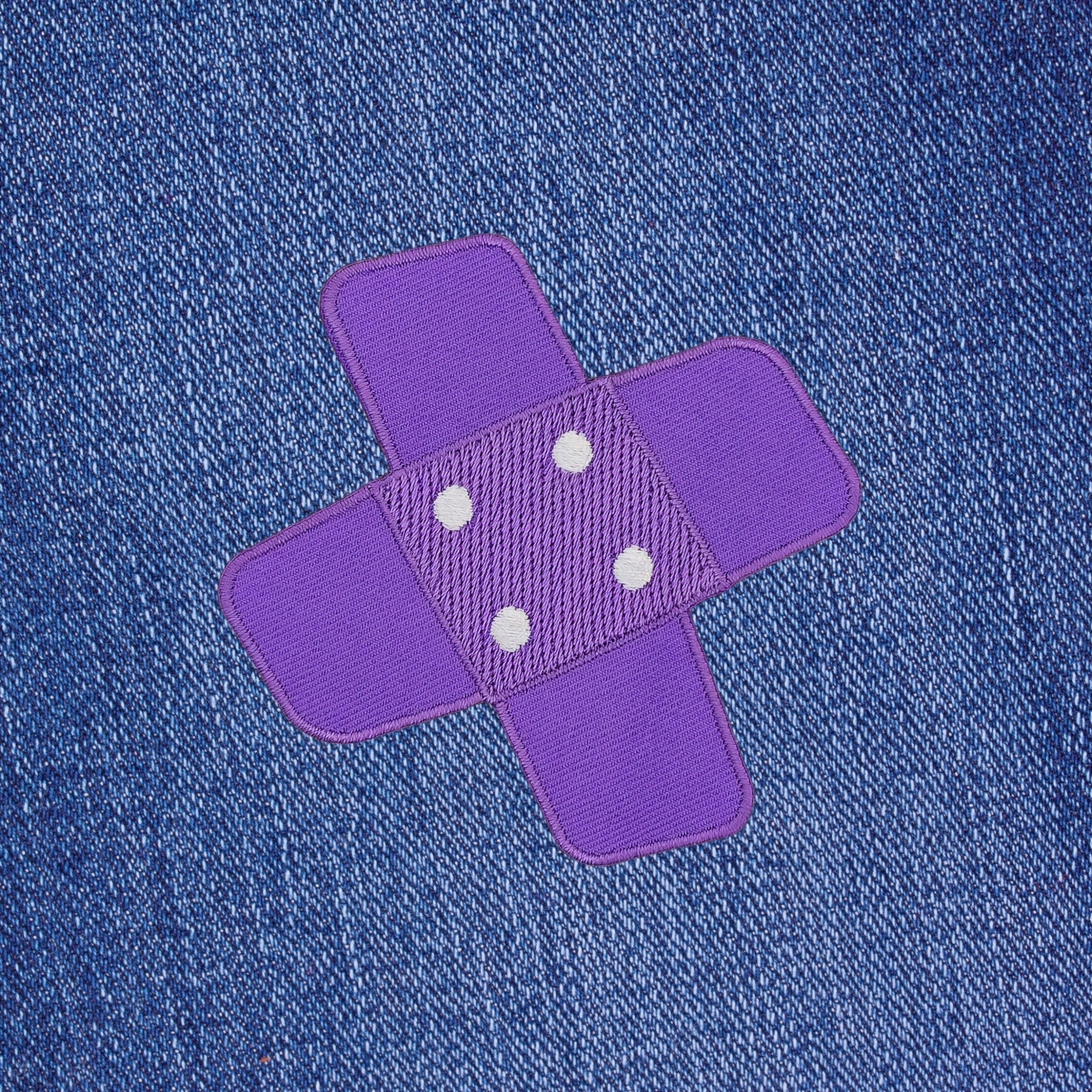 #ah95 Plaster Purple Trouser Plaster Patch Iron-On Application Patch Size 7.5 x 7.0 cm