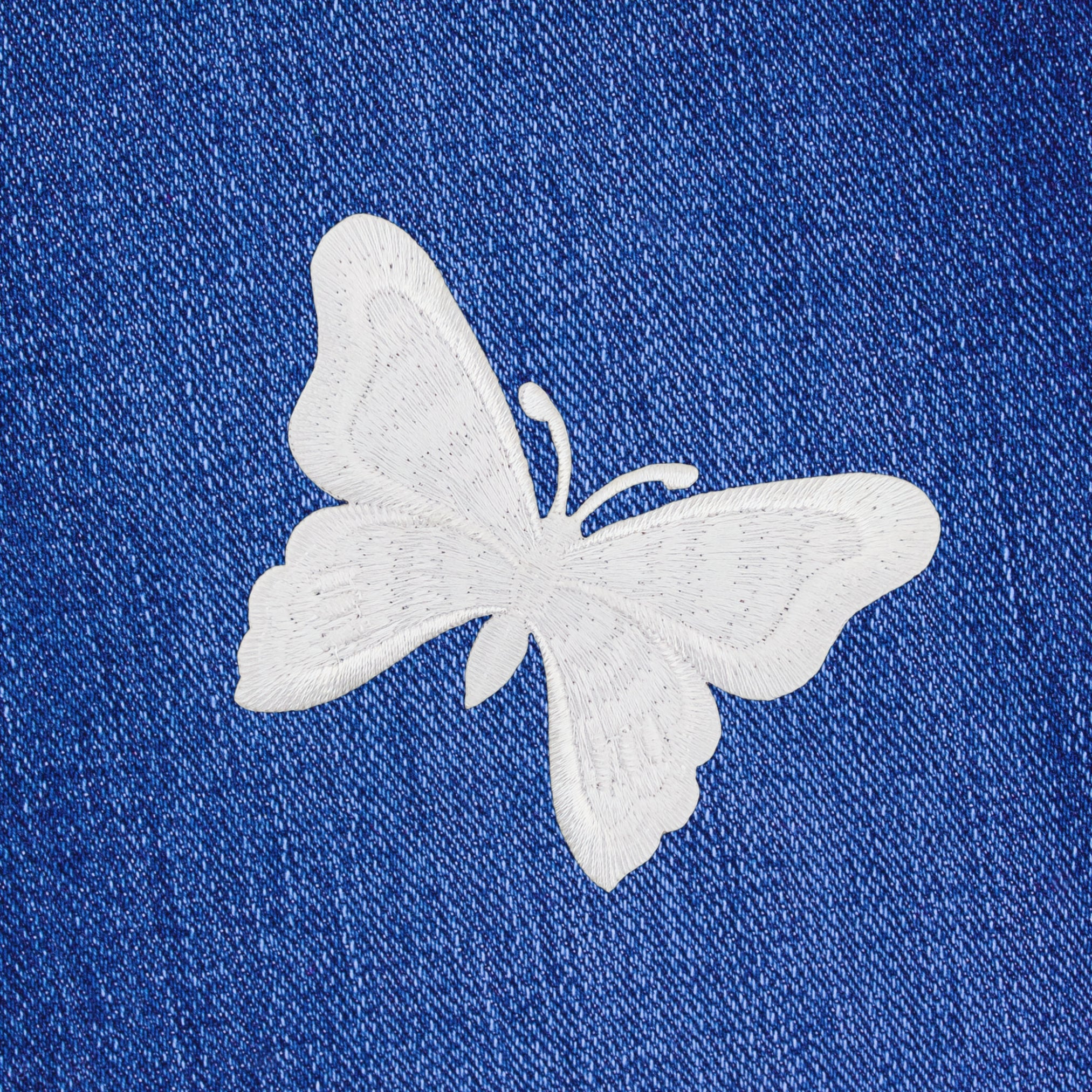 #ae20 Butterfly White Patch Butterfly Application Iron-On Patch Size 7.5 x 5.7 cm