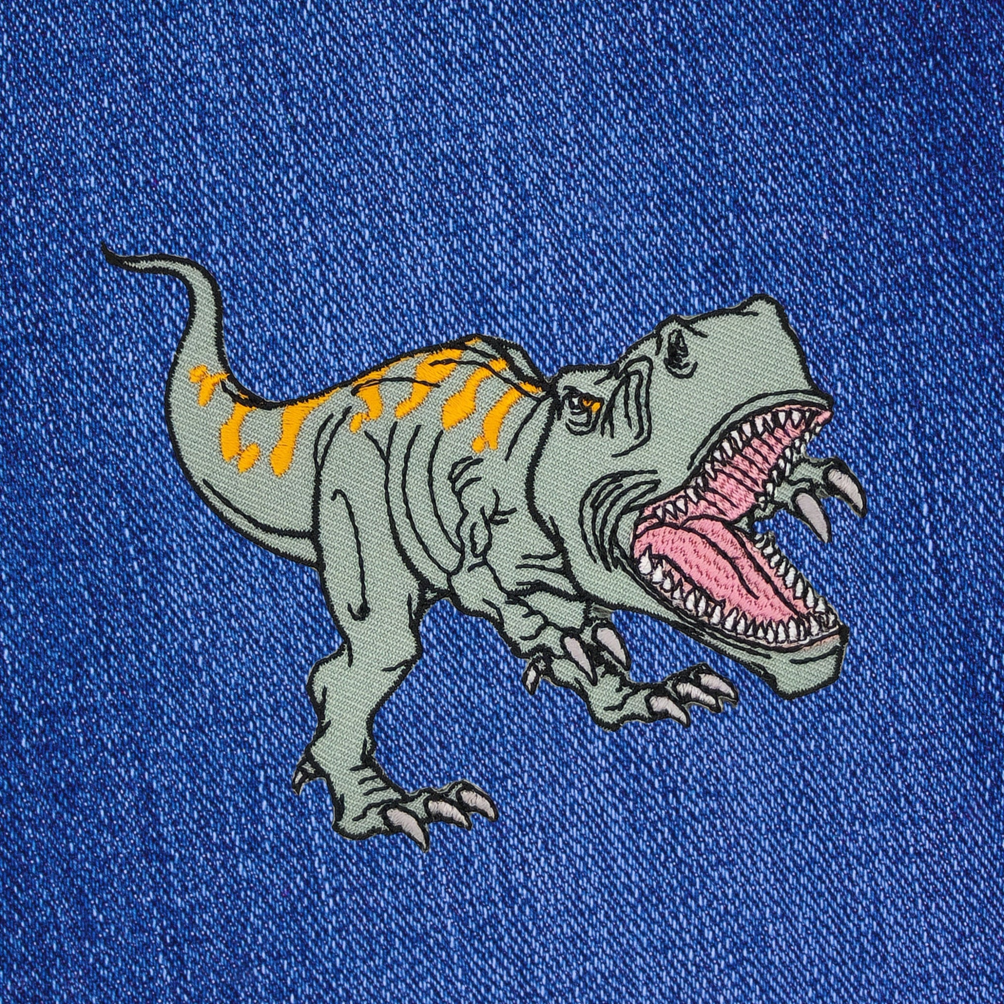 #am91 Dino Dinosaur T-Rex Patch Iron-On Application Patch Size 7.5 x 8.0 cm