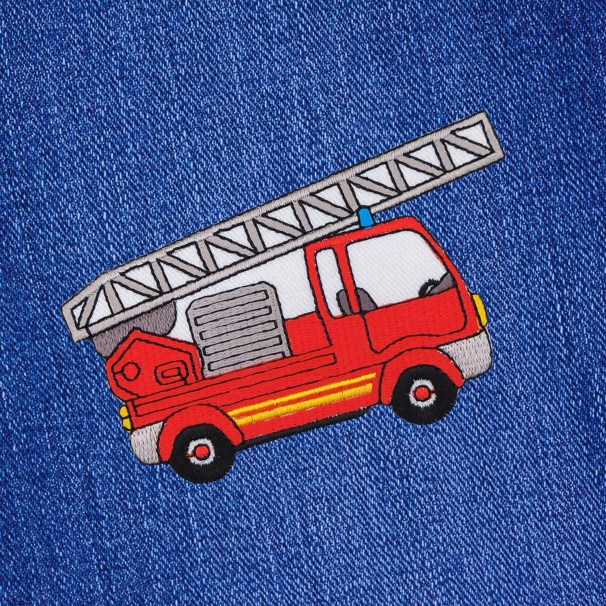 #ae90 Feuerwehr Auto Leiterwagen Rot Aufnäher Applikation Bügelbild Patch Größe 10,2 x 6,6 cm