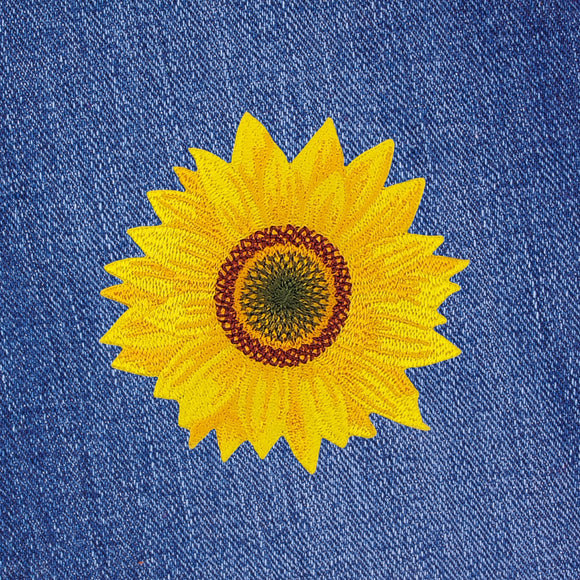 #ah83 Sonnenblume Blüte Aufnäher Patch Applikation Bügelbild Größe 6,5 x 6,5 cm
