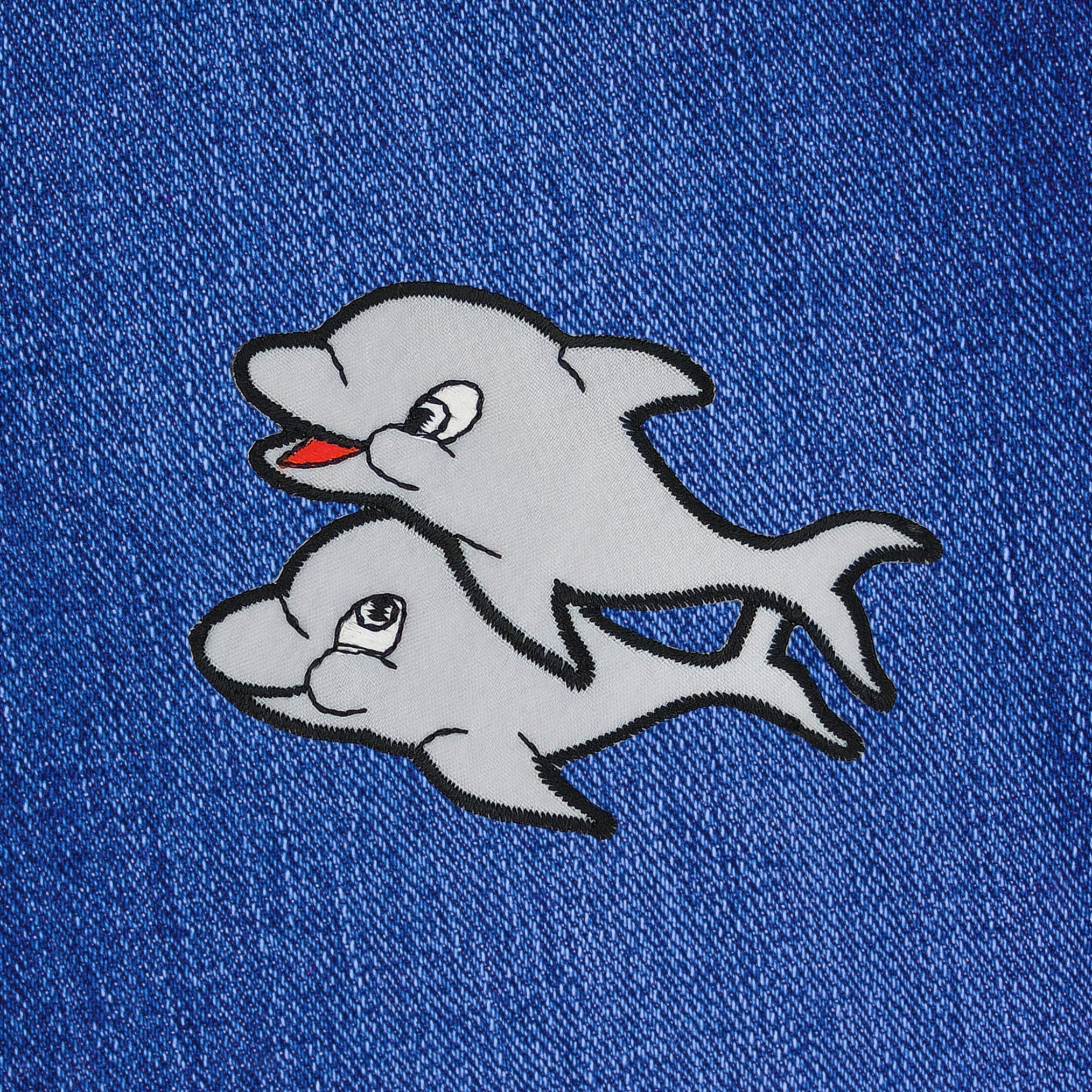 #aa51 Delfin Grau Kinder Aufnäher Bügelbild Applikation Patch Größe 7,5 x 5,1 cm