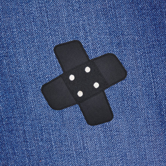 #bg05 Plaster Black Trouser Plaster Patch Iron-On Application Patch Size 7.5 x 7.0 cm
