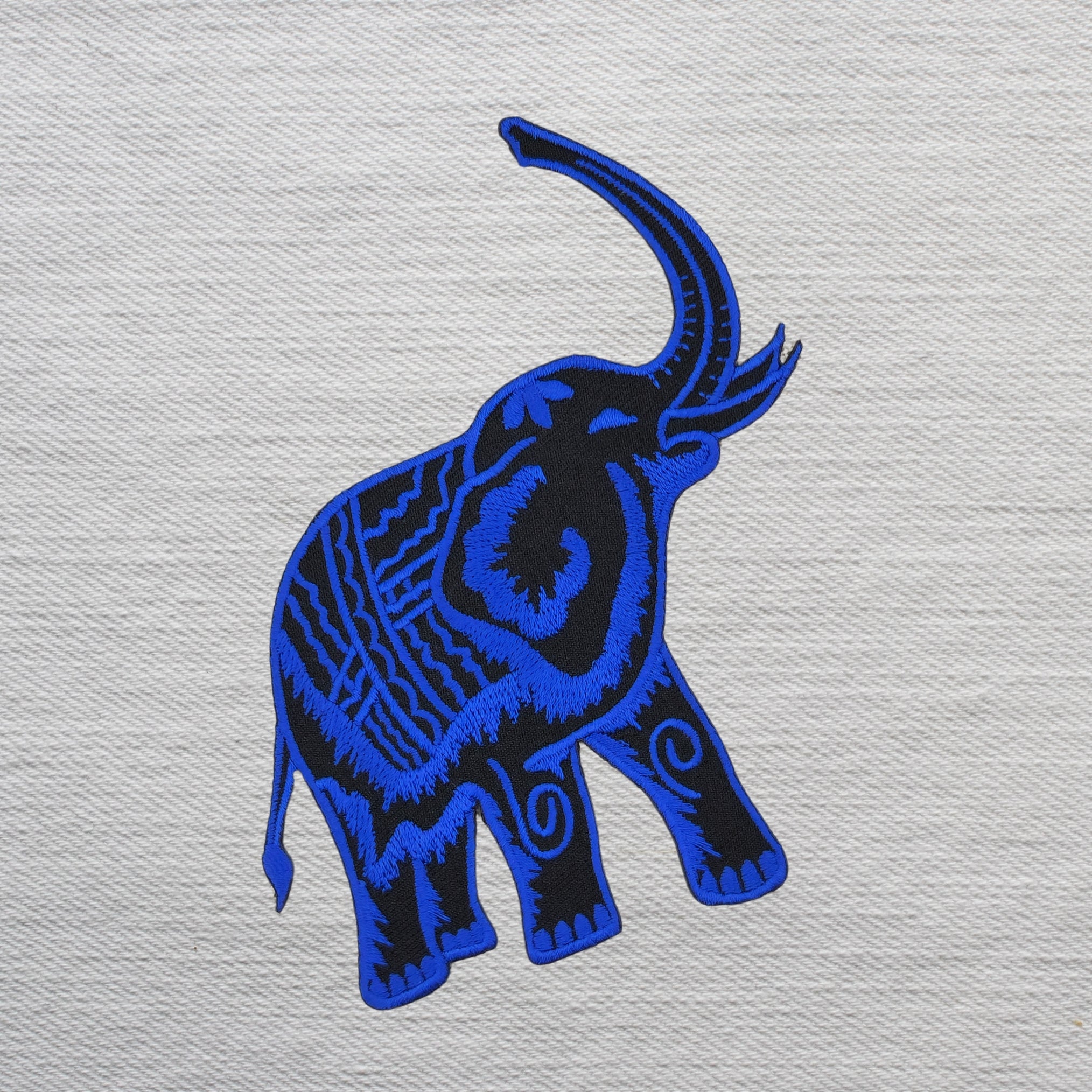 #aa35 Elefant Blau Aufnäher Bügelbild Applikation Patch Größe 10,0 x 12,3 cm