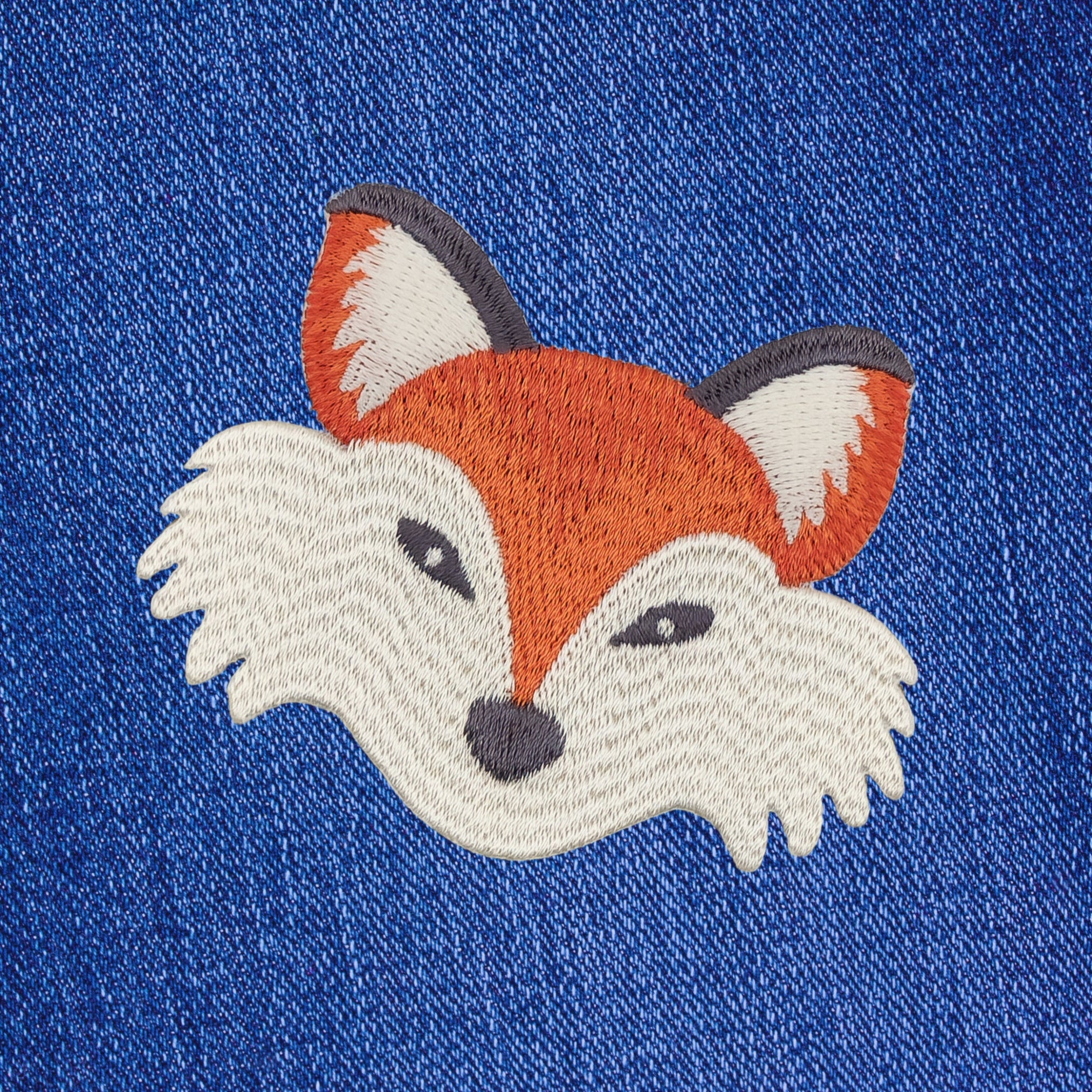 #ae56 Fox Head Patch Iron-On Application Patch Size 8.0 x 6.2 cm