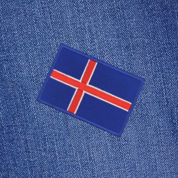 bb67★Island Flagge Aufnäher zum aufbügeln Bügelbild Flicken Patch 7,3 x 5 cm