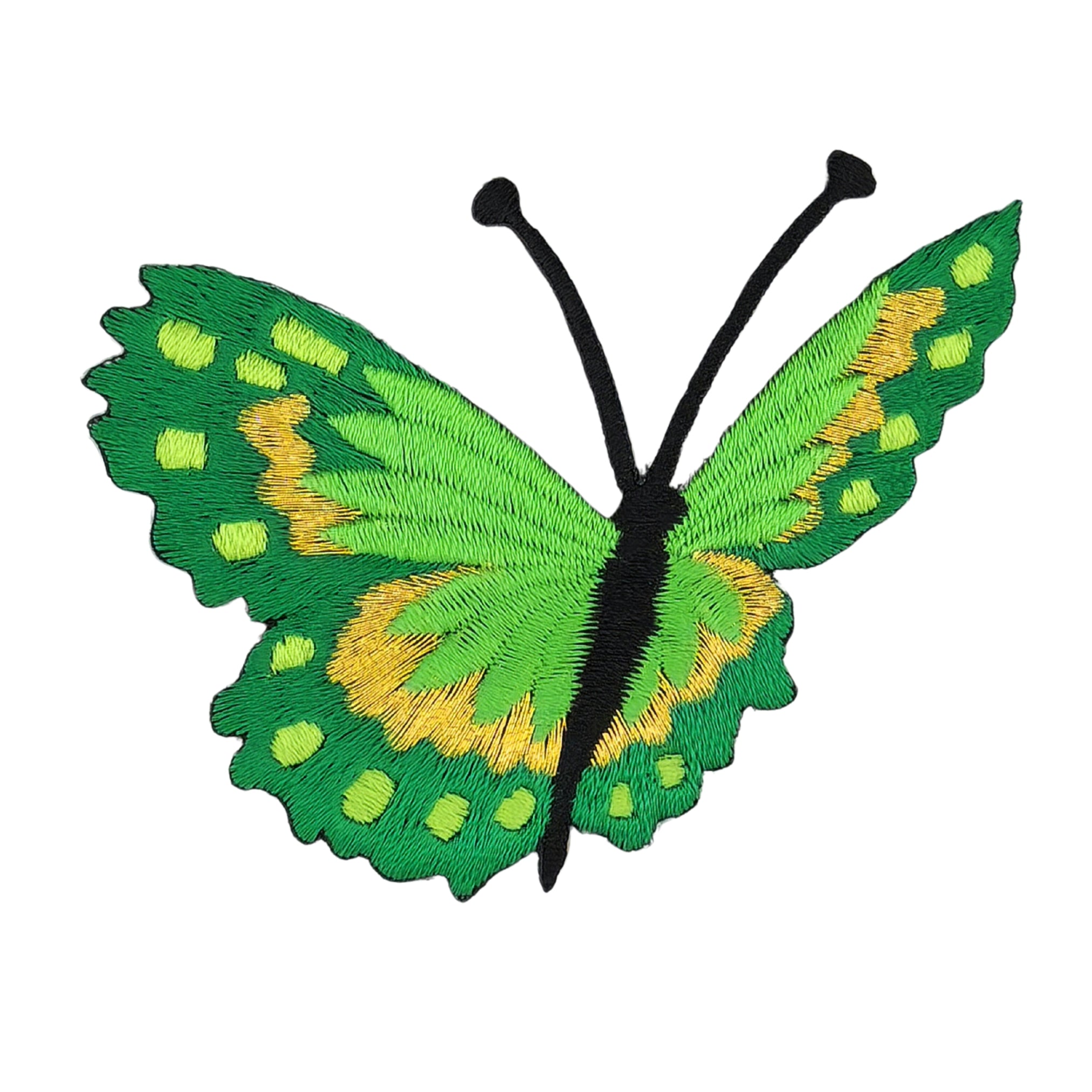 #ae64 Schmetterling Grün Aufnäher Butterfly Applikation Bügelbild Flicken Patch Größe 7,1 x 7,0 cm