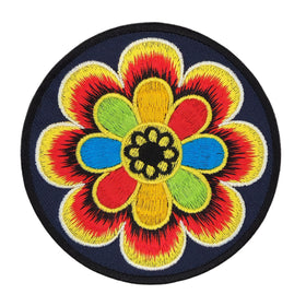 #ab27 Hindu Flower Mantra Yoga Esoteric Patch Iron-On Application Patch Size 8.0 x 8.0 cm