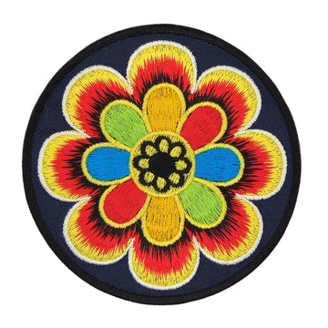 #ab27 Hindu Blume Mantra Yoga Esoterik Aufnäher Bügelbild Applikation Patch Größe 8,0 x 8,0 cm