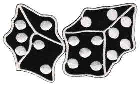 #bk37 Dice Black Rockabilly Patch Iron-On Application Patch Size 9.0 x 5.3 cm