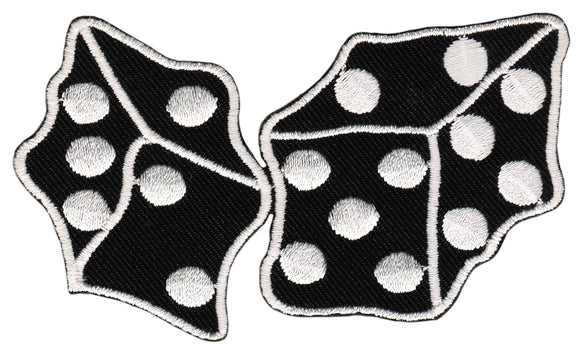 #bk37 Würfel Schwarz Rockabilly Aufnäher Bügelbild Applikation Aufbügler Patch Größe 9,0 x 5,3 cm
