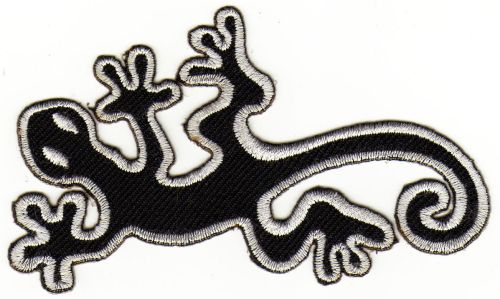 #ab41 Gekko Salamander Schwarz Aufnäher Applikation Bügelbild Patch Größe 10,0 x 6,5 cm