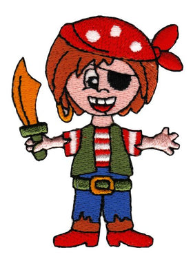 #af06 Pirate Boy Patch Iron-On Applique Patch Size 5.5 x 7.5 cm