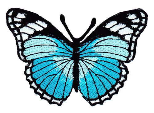 #ae47 Schmetterling Blau Aufnäher Butterfly Applikation Bügelbild Flicken Patch Größe 7,5 x 5,0 cm