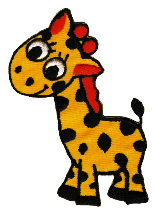#aa40 Giraffe Gelb Kinder Aufnäher Bügelbild Applikation Patch Größe 5,5 x 7,8 cm