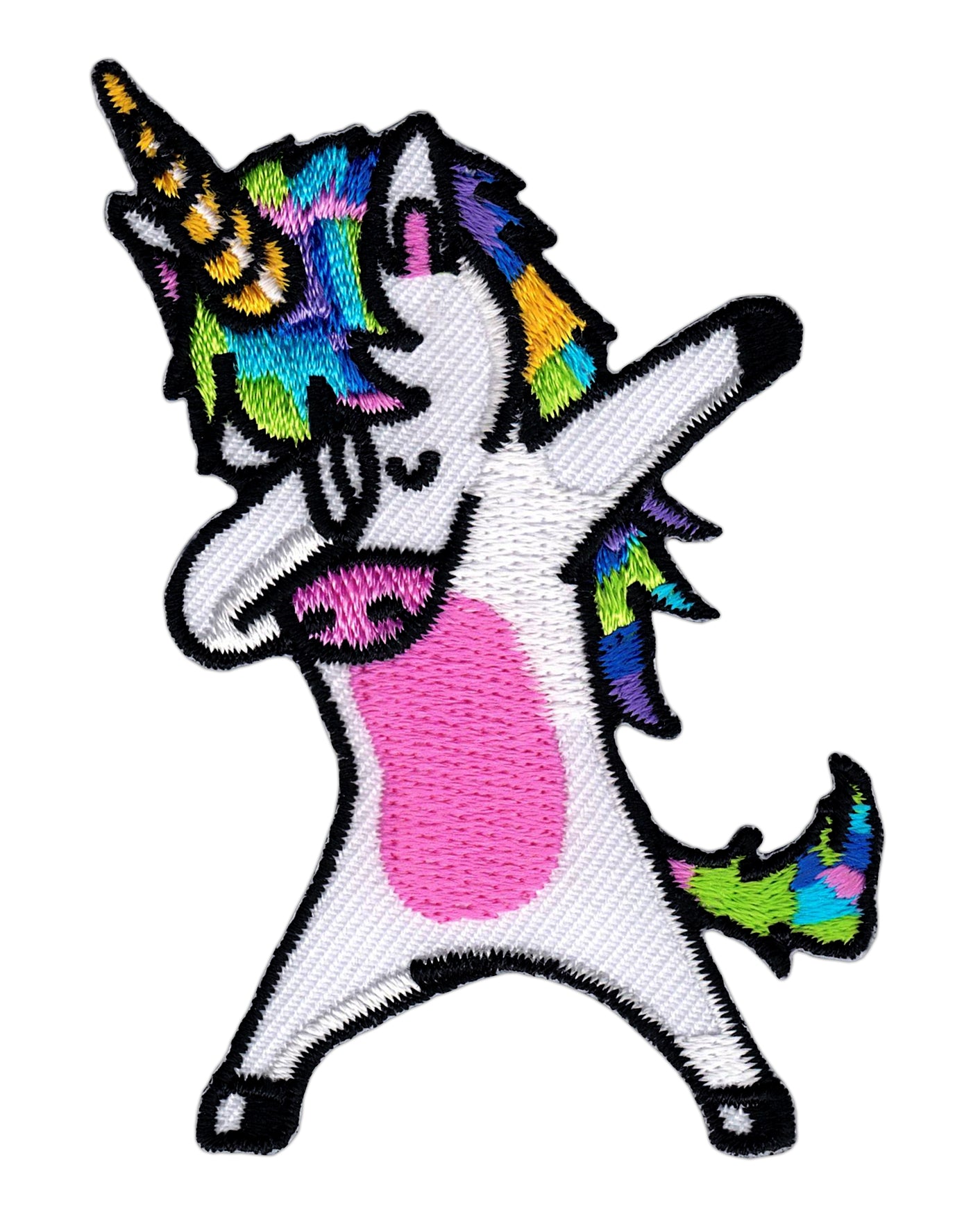 #ag90 Einhorn DAB Tanzfigur Aufnäher Patch Applikation Bügelbild Größe 5,5 x 7,5 cm