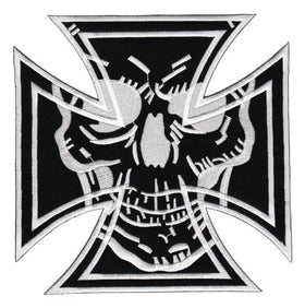 #Backpatch #23 Skull Iron Cross Biker Back Patch Large 18 x 18 cm